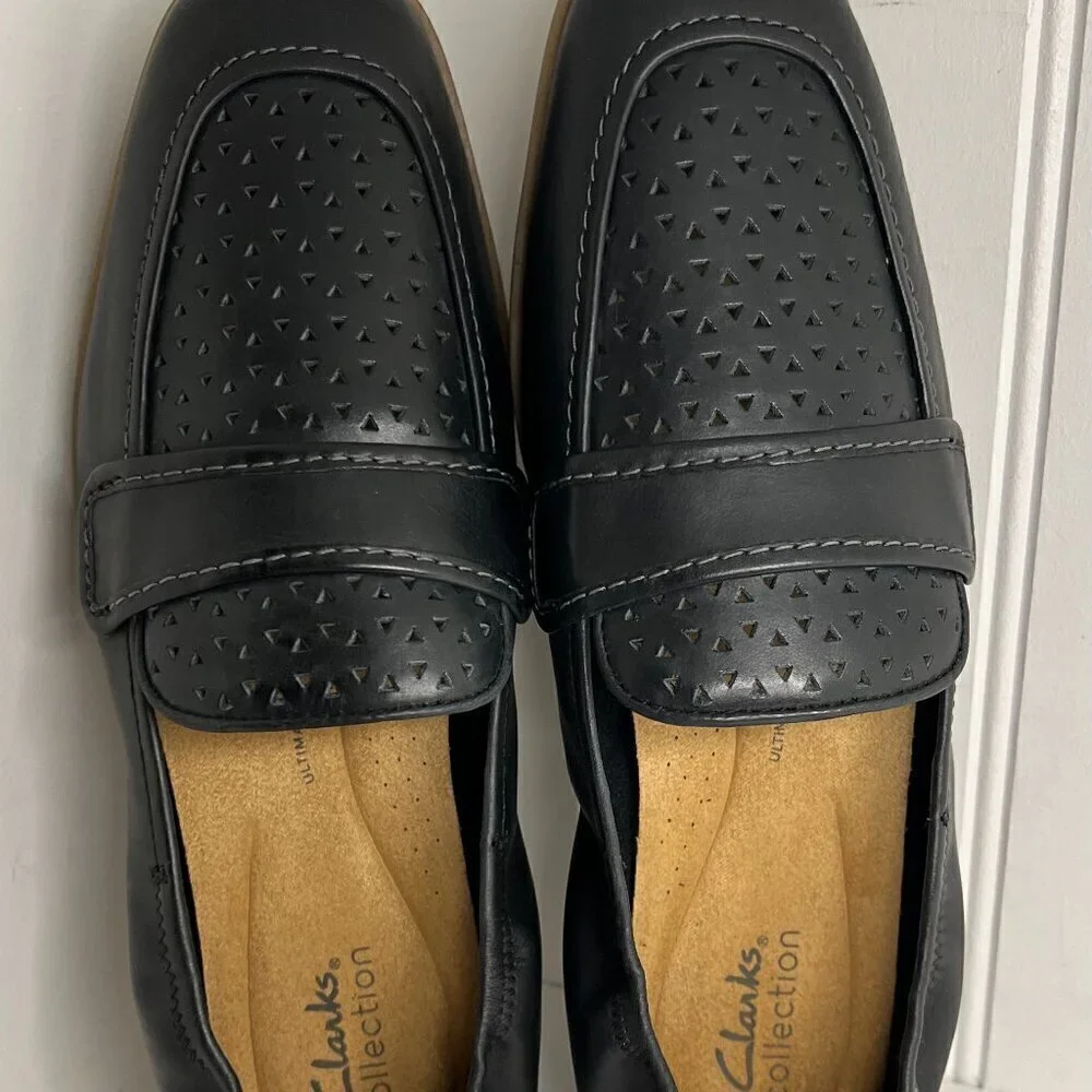 Clarks Collection Black Leather Lyrical Way Loafer Size 9